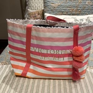 Victoria’s Secret pink striped tote bag